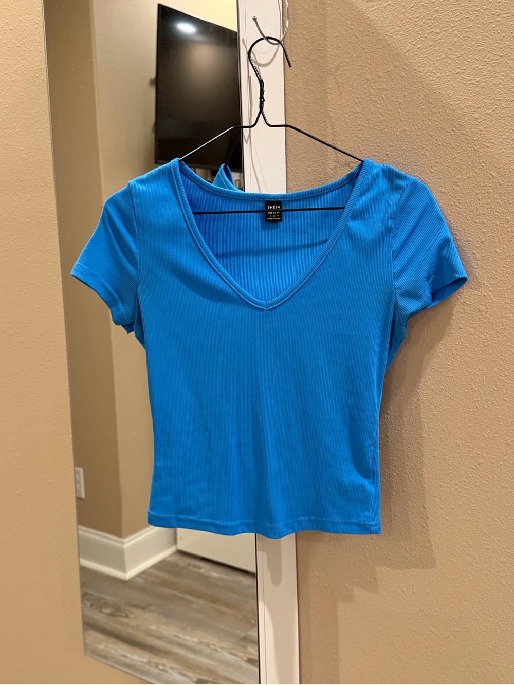 Bright Blue V-Neck Short Sleeve Top